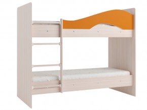 Кровать 2-х ярусная Мая на латофлексах млечный дуб, оранжевая в Нижних Сергах - nizhnie-sergi.magazinmebel.ru | фото - изображение 1